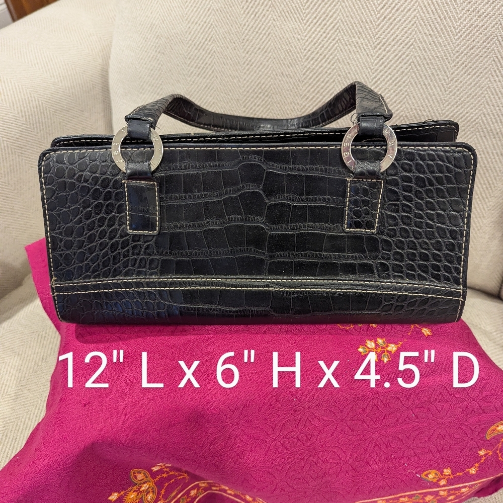 Vintage Tommy Hilfiger Black Faux Crocodile Purse Hand Bag